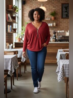 Chelsea & Theodore Red Long Sleeve Top